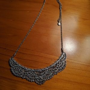 Silver bib necklace